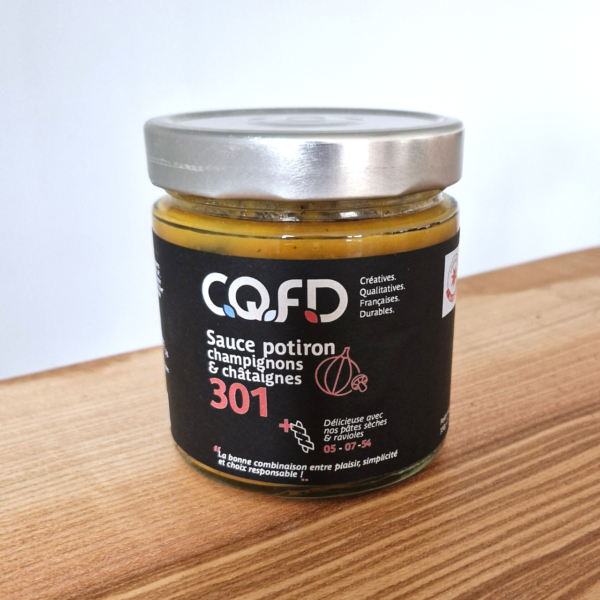 Sauce potiron, champignons et châtaignes bio